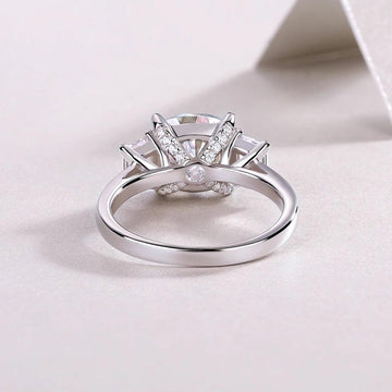 3 Stone 3ct Round Cut Full Moissanite Diamonds Rings for Women White Gold Plated Wedding Sterling Silver Jewellery